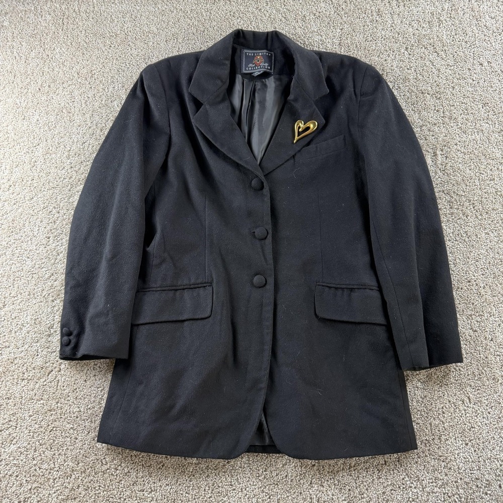 Vintage The Limited Coat Womens Large Black Cashmere Blend Overcoat Lined